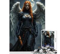 Rompecabezas para Adultos de 1000 Piezas: Ángel Guerrero con Pistola y alas Juguetes de Bricolaje Gran Regalo Juegos de relajación con póster a Juego y Hoja de Trivia Tamaño 38x52cm