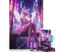 Rompecabezas para Adultos de 1000 Piezas Angel in Neon City - Juego de concentración Mental - Manualidad de Corte de Alta precisión - Actividad para Fortalecer los Lazos Familiares (50x75cm)