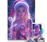 Rompecabezas para Adultos de 1000 Piezas Ángel navideño Brillante Juego práctico Actividades Divertidas para Hacer en casa fortalece el Amor Entre Parejas 38x52cm