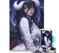 Rompecabezas para Adultos de 1000 Piezas: Ángel Oscuro con Cuernos Blancos, Chica Anime, Juego Práctico, Interacción Padre-Hijo, Regalo Ideal para Toda la Familia 50x75cm