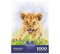 Rompecabezas para Adultos De 1000 Piezas Angry Lion Baby Watercolor Rompecabezas para Adultos Juego Familiar para Aliviar El Estrés Cumpleaños Y Navidad 38x26cm/1000pcs