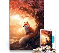 Rompecabezas para Adultos de 1000 Piezas Animales Zorros Juegos Divertidos para la Familia Decoración de Pared cumpleaños y Navidad 52x38cm