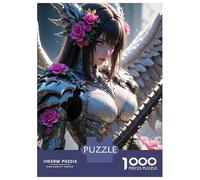 Rompecabezas para Adultos De 1000 Piezas Anime Angel Warrior with Roses Rompecabezas para Adultos Juguete Decoración De Pared Corte De Precisión 52x38cm/1000pcs