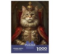 Rompecabezas para Adultos De 1000 Piezas Anthropomorphic King Cat Rompecabezas para Adultos Juguetes Antiestrés Difícil Difícil Cumpleaños Y Navidad 38x26cm/1000pcs