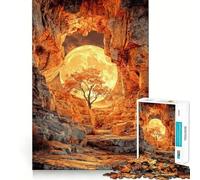 Rompecabezas para Adultos de 1000 Piezas Apertura de Cueva con Luna y árbol Piezas de Corte Limpio Juego para desarrollar la Mente Juego de Tiempo Libre Pieza de Arte navideña (38x52cm)
