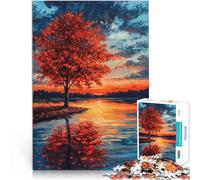 Rompecabezas para Adultos de 1000 Piezas Árbol al Atardecer en otoño Juego de Preguntas con Piezas de Formas aleatorias Que se entrelazan Completamente 75x50cm
