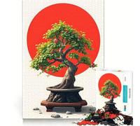 Rompecabezas para Adultos de 1000 Piezas Árbol bonsái con Sol Rojo Corte Impecable Diversión,ejercitamiento Mental,Juego para el Tiempo Libre,decoración navideña 38x52cm