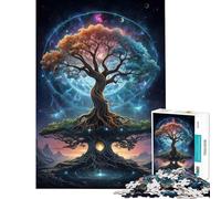 Rompecabezas para Adultos de 1000 Piezas Árbol Cósmico de la Vida Rompecabezas para Adolescentes Juego Familiar Corte de precisión Un Reto para completar (Tamaño 38x26cm)