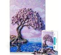 Rompecabezas para Adultos de 1000 Piezas Árbol de Cerezo Junto al Agua Juego de Habilidad Mental y artístico Tiempo de Descanso Juego de cumpleaños (50x75cm)