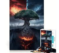 Rompecabezas para Adultos de 1000 Piezas, Árbol de Fuego y Hielo, Corte Premium, Diversión Lógica, Juguete Divertido, Tiempo de Juego Fácil, Arte Navideño para Pared (38x26cm)