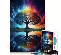 Rompecabezas para Adultos de 1000 Piezas Árbol de la Vida, Galaxia Cósmica, Corte Preciso, Juego Divertido para Desarrollar la Habilidad de Pensamiento, Ocio, Actividad de Cumpleaños (38x52cm)