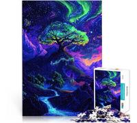 Rompecabezas para Adultos de 1000 Piezas Árbol de neón en Las montañas Montaje de Patrones Decoración artística del hogar 75x50cm