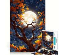 Rompecabezas para Adultos de 1000 Piezas Árbol de otoño bajo la luz de la Luna,Ajuste, Arte,Juego Inteligente,Regalo,Juego Lento,Regalo de Arte navideño (50x75cm)