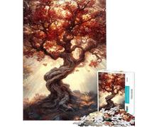 Rompecabezas para Adultos de 1000 Piezas Árbol de otoño con luz Solar Rompecabezas para Adultos Juguete Decorativo para Pared cumpleaños y Navidad (tamaño 50x75cm)
