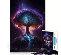 Rompecabezas para Adultos de 1000 Piezas, Árbol del Universo, Arte de Corte preciso, Juguete de Juego cognitivo, Tiempo de Juego Relajante, Arte de Pared navideño (38x26cm)