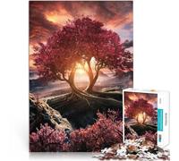 Rompecabezas para Adultos de 1000 Piezas Árbol Gemelo de fantasía al Amanecer para divertirse en Familia Obra de Arte 38x26cm