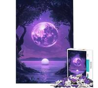 Rompecabezas para Adultos de 1000 Piezas árbol Lunar Morado y océano Juegos Familiares Juguetes adictivos para Cultivar la Paciencia Gran Regalo para Juegos Regalo de cumpleaños (tamaño 50x75cm)
