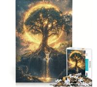 Rompecabezas para Adultos de 1000 Piezas Árbol místico con Aura Dorada decoración de Pared Ideal para la diversión Familiar Perfecto como Regalo para Toda la Familia 38x52cm