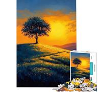 Rompecabezas para Adultos de 1000 Piezas Árbol Solitario al Atardecer Diversión en casa Mejora la Memoria Juguetes de decoración para el hogar para Mayores de 14 años Juego (38x26cm)