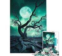 Rompecabezas para Adultos de 1000 Piezas Árbol Solitario bajo la Luna Rompecabezas antiestrés para Adultos Un desafío difícil Toda la Familia (tamaño 38x26cm)