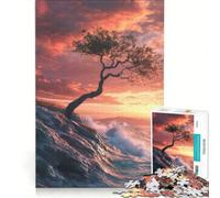 Rompecabezas para Adultos de 1000 Piezas Árbol Solitario en el mar Juegos Familiares análisis y lógica Mejora el Amor Entre Parejas 38x26cm