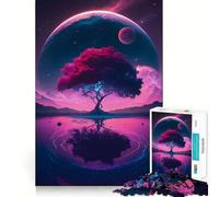Rompecabezas para Adultos de 1000 Piezas Árbol y Planetas, Bordes impecables, Divertido Juego de concentración Mental, Juego Tranquilo, decoración navideña, Regalo (50x75cm)