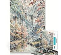 Rompecabezas para Adultos de 1000 Piezas Árboles de otoño Cerca del río Arte de Corte preciso Juego para ejercitar la Mente Tiempo de Juego Relajante (38x52cm)