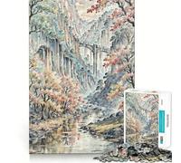Rompecabezas para Adultos de 1000 Piezas Árboles de otoño Cerca del río,decoración Limpia y en Forma,desafío Mental,Juguete para Momentos acogedores,Regalo de cumpleaños artístico (38x26cm)