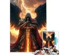 Rompecabezas para Adultos de 1000 Piezas Arcángel Alado con Espada de Fuego Diversión en casa decoración del hogar Juego Imposible Apto para Mayores de 14 años (50x75cm)