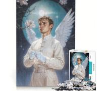 Rompecabezas para Adultos de 1000 Piezas: Arcángel Gabriel a la luz de la Luna, Juego de ingenio, dificultad Alta, Toda la Familia 38x26cm