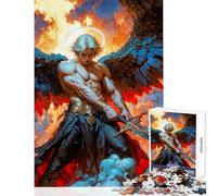 Rompecabezas para Adultos de 1000 Piezas Arcángel Miguel Guerrero con Espada y alas Rompecabezas de 1000 Piezas para decoración del hogar Excelentes Regalos y Juguetes para Mejorar la Memoria