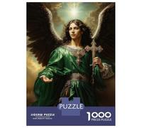 Rompecabezas para Adultos De 1000 Piezas Archangel Raphael in Green Robe with Cross Rompecabezas para Adultos Juegos Relajantes Mejora La Memoria Regalo De Cumpleaños, Regalos, 38x26cm/1000pcs