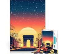 Rompecabezas para Adultos de 1000 Piezas Arco del Triunfo al Atardecer Bordes limpios Juego de Desarrollo cognitivo Diversión pausada Regalo Ideal para el Tiempo Libre (50x75cm)