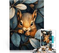 Rompecabezas para Adultos de 1000 Piezas Ardilla en Las Hojas Reducción del estrés Interesante Regalos de cumpleaños, Regalos, Arte Mural 38x26cm