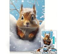 Rompecabezas para Adultos de 1000 Piezas Ardilla en un país de Las Maravillas Invernal Juegos Familiares análisis y lógica Regalos para Amigos y Familiares 38x26cm
