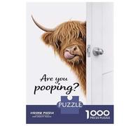 Rompecabezas para Adultos De 1000 Piezas Are You Pooping Highland Cow Rompecabezas para Adultos Juguete Decoración De Pared Mejora La Memoria 70x50cm/1000pcs