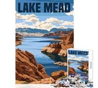 Rompecabezas para Adultos de 1000 Piezas Área Recreativa Nacional del Lago Mead decoración del hogar Juguetes Obras de Arte Regalo Juego Imposible Cada Pieza es única - Tamaño 38x52cm