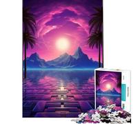 Rompecabezas para Adultos de 1000 Piezas armonía synthwave al Atardecer Juego Educativo Juguetes adictivos para Cultivar la Paciencia Regalos para Mujeres y Hombres Arte de Pared (tamaño 38x52cm)