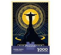 Rompecabezas para Adultos De 1000 Piezas Art Deco Christ The Redeemer, Rio De Janeiro Rompecabezas para Adultos Juego Práctico Montaje De Patrones Cumpleaños Y Navidad 38x26cm/1000