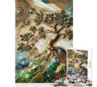 Rompecabezas para Adultos de 1000 Piezas Arte Abstracto del Mundo árbol Juego Imposible Regalo de cumpleaños decoración del hogar Juguetes Que ayudan a ejercitar el Cerebro (50x75cm)