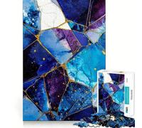 Rompecabezas para Adultos de 1000 Piezas,Arte Abstracto Kintsugi Azul y Dorado,decoración de Ajuste, Juego de Habilidad Mental,diversión Casual,exhibición de Arte navideño 38x52cm