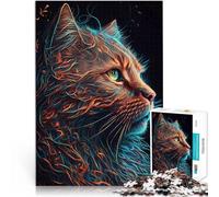 Rompecabezas para Adultos de 1000 Piezas Arte Conceptual de Gato Juego desafiante y Juego Familiar Decoración del hogar 75x50cm