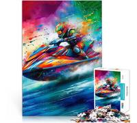 Rompecabezas para Adultos de 1000 Piezas Arte de Acuarela de Moto acuática Juego Familiar para y Regalo para cumpleaños 38x26cm
