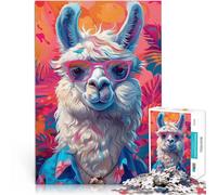 Rompecabezas para Adultos de 1000 Piezas “Arte de Alpaca y Llama” Madera，para y a Partir de 14 años Carrera de Velocidad de Mano Mejorar el Amor Entre Parejas。tamaño：50x75cm
