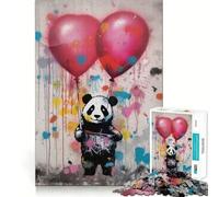 Rompecabezas para Adultos de 1000 Piezas,Arte de Banksy,Panda,Globos,Arte de Borde Premium,Rompecabezas de lógica,Juego,Tiempo Libre,diversión,decoración navideña (38x52cm)