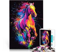Rompecabezas para Adultos de 1000 Piezas Arte de Caballos de neón Competición de Velocidad de Manos Regalo de Obra de Arte 52x38cm