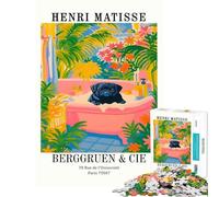 Rompecabezas para Adultos de 1000 Piezas Arte de Henri Matisse un Carlino en una bañera Juego Educativo desafío Juguete Juego Relajante Mejora la Memoria Regalo de cumpleaños (tamaño 50x75cm)