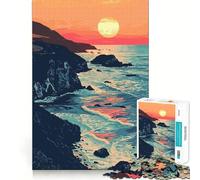 Rompecabezas para Adultos de 1000 Piezas,Arte de la Costa de la Playa de Big Sur,Corte preciso,Divertido Juego Mental,Regalo,Tiempo de relajación,Arte de Pared navideño (38x52cm)