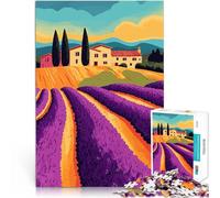 Rompecabezas para Adultos de 1000 Piezas Arte de la mansión en los Campos de Lavanda de la Toscana Aprendizaje Educativo Una Obra de Arte 52x38cm