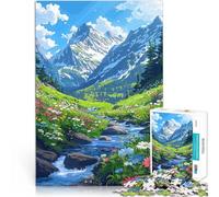 Rompecabezas para Adultos de 1000 Piezas Arte de píxeles de los Alpes suizos Juego práctico con póster a Juego y Hoja de Trivia 75x50cm